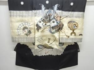 兜模様紋付男児着物(内袖・長襦袢付き)